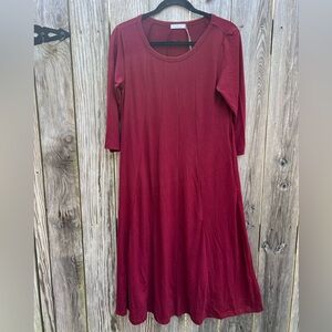 HOT TOUCH Burgundy Red 3/4 Sleeve Dress Women’s Medium NWT NEW
